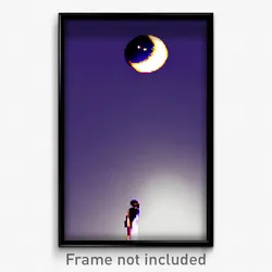 Pixel Art Poster - Metallic Moon (8 Bit Psychedelic Trippy Video Game Print)