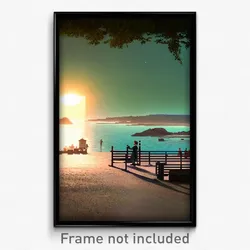Pixel Art Poster - Outlandish Shore (8 Bit Psychedelic Trippy Video Game Print)