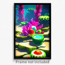 Pixel Art Poster - Fruity Reef (8 Bit Psychedelic Trippy Weird Video Game Print)