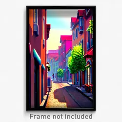Pixel Art Poster - Cute Street (8 Bit Psychedelic Trippy Weird Video Game Print)