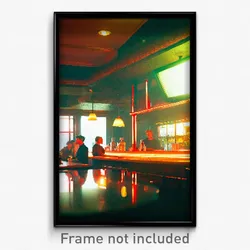 Pixel Art Poster - Warm Bar (8 Bit Psychedelic Trippy Weird Video Game Print)