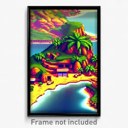 Pixel Art Poster - Prestigious Coast (8 Bit Psychedelic Trippy Video Game Print)