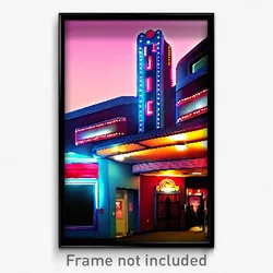 Pixel Art Poster - Cute Movie Theatre (8 Bit Psychedelic Video Game Print)