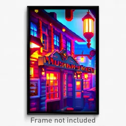 Pixel Art Poster - Mushy Tavern (8 Bit Psychedelic Trippy Video Game Print)