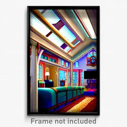 Pixel Art Poster - Wonderful Home (8 Bit Psychedelic Trippy Video Game Print)