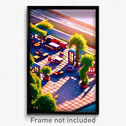Pixel Art Poster - Energetic Terrace (8 Bit Psychedelic Trippy Video Game Print)