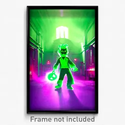 Pixel Art Poster - Green Asylum (8 Bit Psychedelic Trippy Video Game Print)