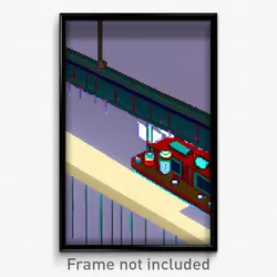Pixel Art Poster - Gloomy Bar (8 Bit Psychedelic Trippy Weird Video Game Print)