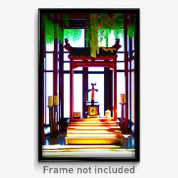 Pixel Art Poster - Unrealistic Shrine (8 Bit Psychedelic Video Game Print)
