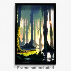 Pixel Art Poster - Noted Swamp (8 Bit Psychedelic Trippy Weird Video Game Print)