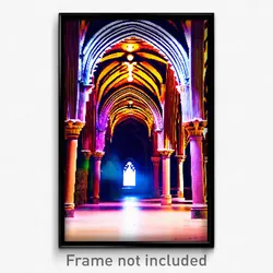 Pixel Art Poster - Flamboyant Cloister (8 Bit Psychedelic Video Game Print)