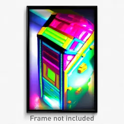 Pixel Art Poster - Colorful Chest (8 Bit Psychedelic Trippy Video Game Print)