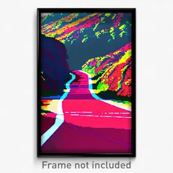 Pixel Art Poster - Red Road (8 Bit Psychedelic Trippy Weird Video Game Print)