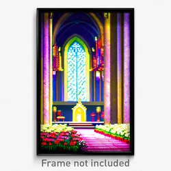 Pixel Art Poster - Flowery Cathedral (8 Bit Psychedelic Trippy Video Game Print)