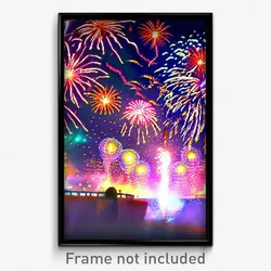 Pixel Art Poster - Lavish Fireworks (8 Bit Psychedelic Trippy Video Game Print)