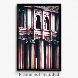 Pixel Art Poster - Silver Ancient Architecture (8 Bit Video Game Print)