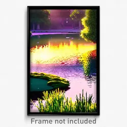 Pixel Art Poster - Upbeat Pond (8 Bit Psychedelic Trippy Weird Video Game Print)