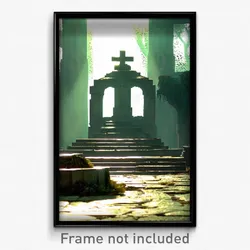 Pixel Art Poster - Murky Tomb (8 Bit Psychedelic Trippy Weird Video Game Print)