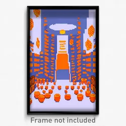 Pixel Art Poster - Orange Esplande (8 Bit Psychedelic Trippy Video Game Print)
