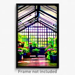 Pixel Art Poster - Fantastic Greenhouse (8 Bit Psychedelic Video Game Print)