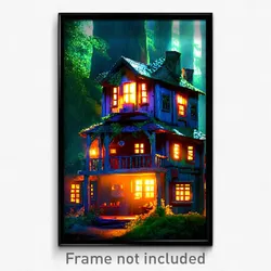 Pixel Art Poster - Enchanted Shack Tenement (8 Bit Psychedelic Video Game Print)