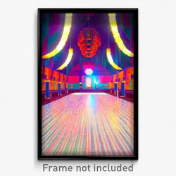 Pixel Art Poster - Rubbery Ballroom (8 Bit Psychedelic Trippy Video Game Print)