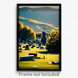 Pixel Art Poster - Mountainous Graveyard (8 Bit Psychedelic Video Game Print)