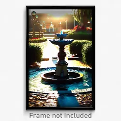 Pixel Art Poster - Little Fountain (8 Bit Psychedelic Trippy Video Game Print)