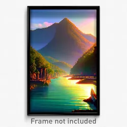 Pixel Art Poster - Mountainous Bayou (8 Bit Psychedelic Trippy Video Game Print)