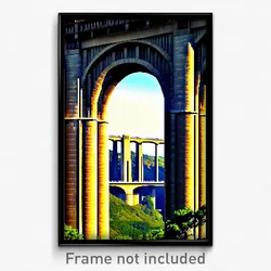 Pixel Art Poster - Tan Viaduct (8 Bit Psychedelic Trippy Weird Video Game Print)