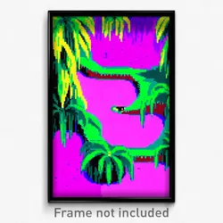 Pixel Art Poster - Squiggly Jungle (8 Bit Psychedelic Trippy Video Game Print)