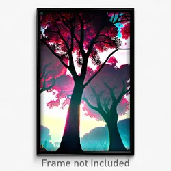 Pixel Art Poster - Heavenly Trees (8 Bit Psychedelic Trippy Video Game Print)