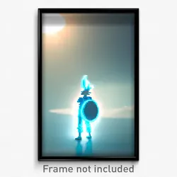 Pixel Art Poster - Light Blue Ego Exploration (8 Bit Video Game Print)