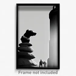 Pixel Art Poster - Black And White Cairn (8 Bit Psychedelic Video Game Print)