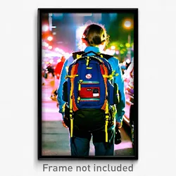 Pixel Art Poster - Stupendous Backpack (8 Bit Psychedelic Video Game Print)