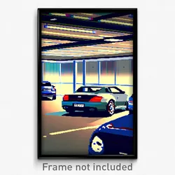 Pixel Art Poster - Homely Car Dealership (8 Bit Psychedelic Video Game Print)
