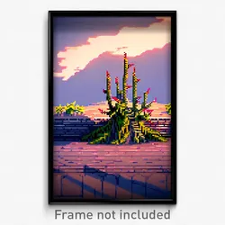 Pixel Art Poster - Thorny Brickyard (8 Bit Psychedelic Trippy Video Game Print)