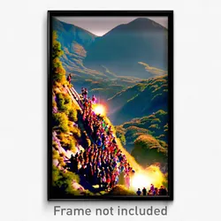 Pixel Art Poster - Crowded Mountain (8 Bit Psychedelic Trippy Video Game Print)