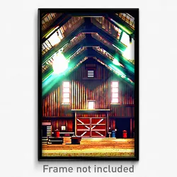 Pixel Art Poster - Imaginative Barn (8 Bit Psychedelic Trippy Video Game Print)