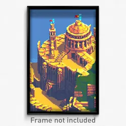 Pixel Art Poster - Complex Stronghold (8 Bit Psychedelic Video Game Print)