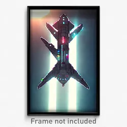 Pixel Art Poster - Great Spaceship (8 Bit Psychedelic Trippy Video Game Print)