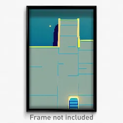 Pixel Art Poster - Light Blue Dock (8 Bit Psychedelic Trippy Video Game Print)
