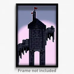 Pixel Art Poster - Black Stronghold (8 Bit Psychedelic Trippy Video Game Print)