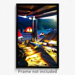 Pixel Art Poster - Whopping Campsite (8 Bit Psychedelic Trippy Video Game Print)