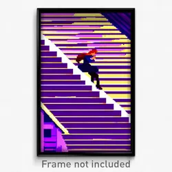 Pixel Art Poster - Violet Stair (8 Bit Psychedelic Trippy Video Game Print)