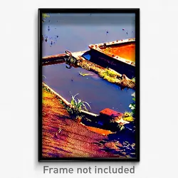 Pixel Art Poster - Rusty Pond (8 Bit Psychedelic Trippy Weird Video Game Print)