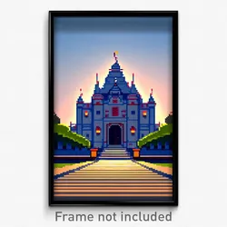 Pixel Art Poster - Simple Palace (8 Bit Psychedelic Trippy Video Game Print)