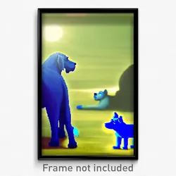 Pixel Art Poster - Blue Dog (8 Bit Psychedelic Trippy Weird Video Game Print)