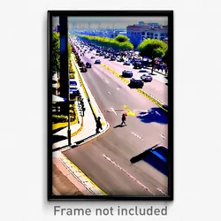 Pixel Art Poster - Busy Boulevard (8 Bit Psychedelic Trippy Video Game Print)