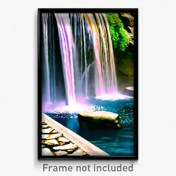 Pixel Art Poster - Stylish Waterfall (8 Bit Psychedelic Trippy Video Game Print)
